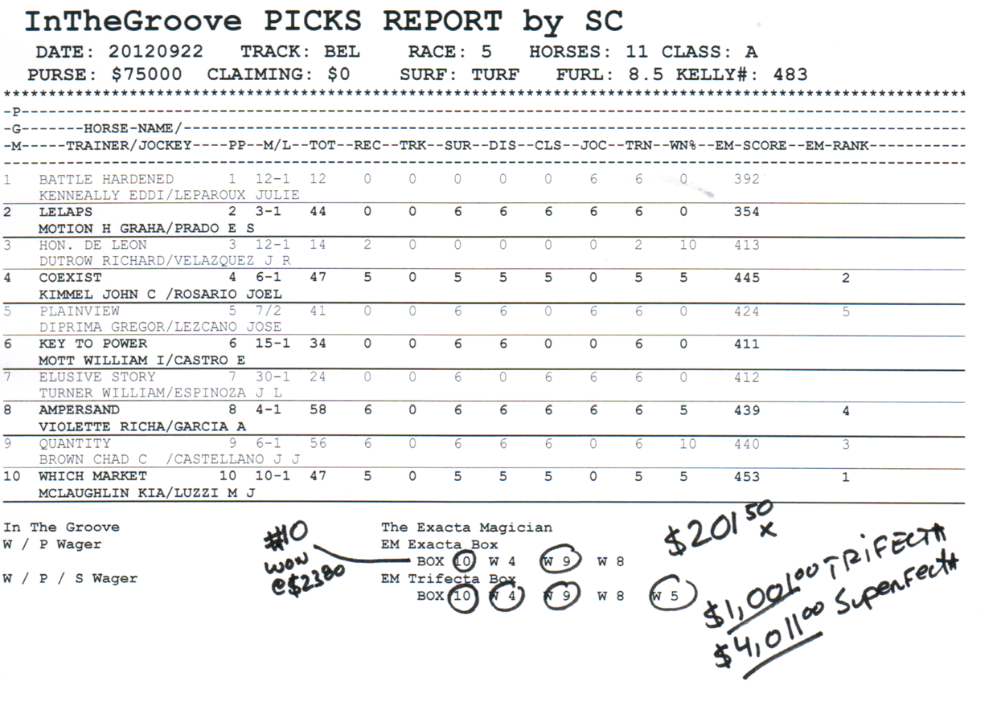 IN THE GROOVE SOFTWARE + Exacta Magician!! RPM Handicapping Giant