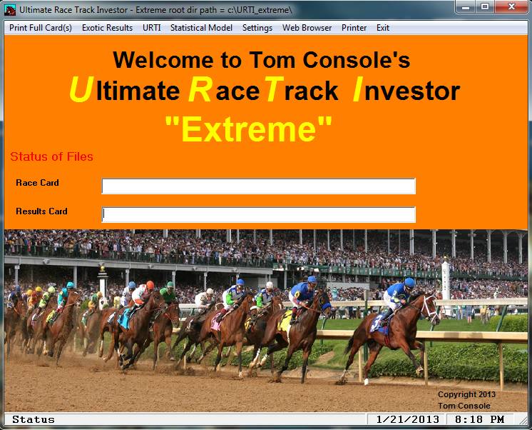 Tom Console’s URTI Extreme!! Horse Race Handicapping Software that