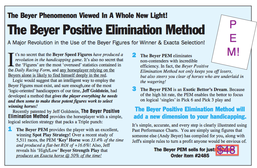 The Beyer Positive Elimination Method Rpm Handicapping Giant